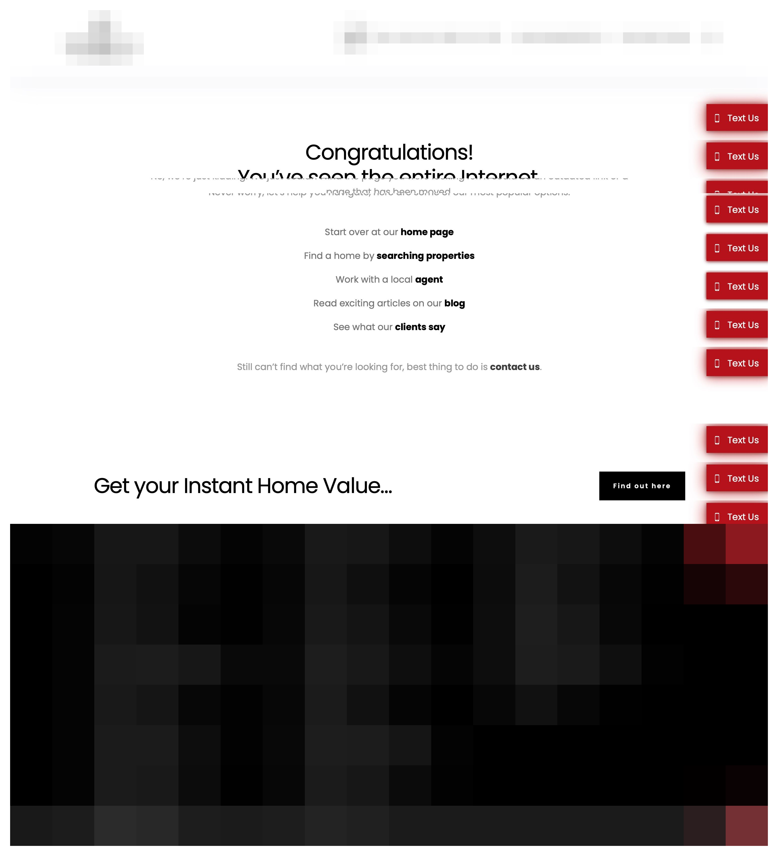 Screenshot of a generic, resource-heavy WordPress 404 page loaded with the full site header, navigation, and footer.