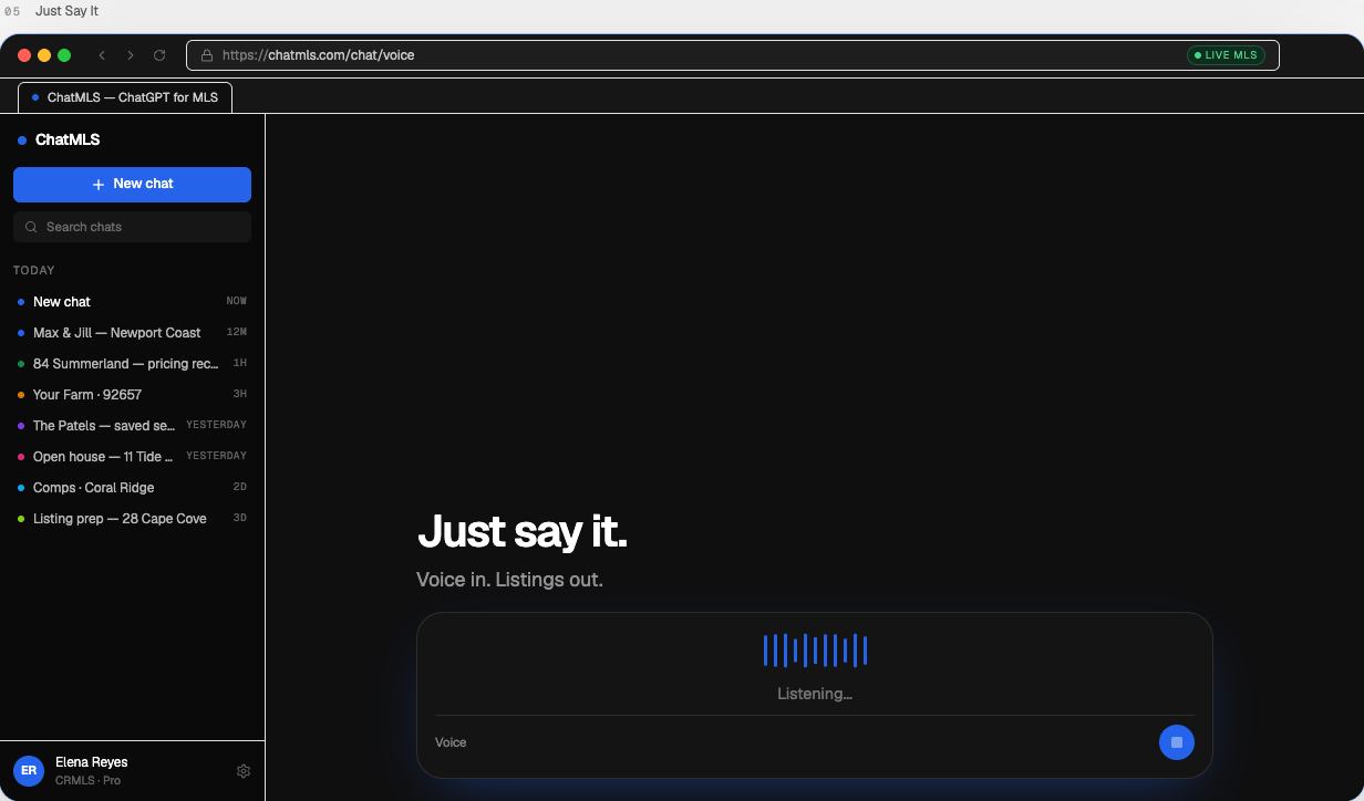 ChatMLS — voice in, listings out