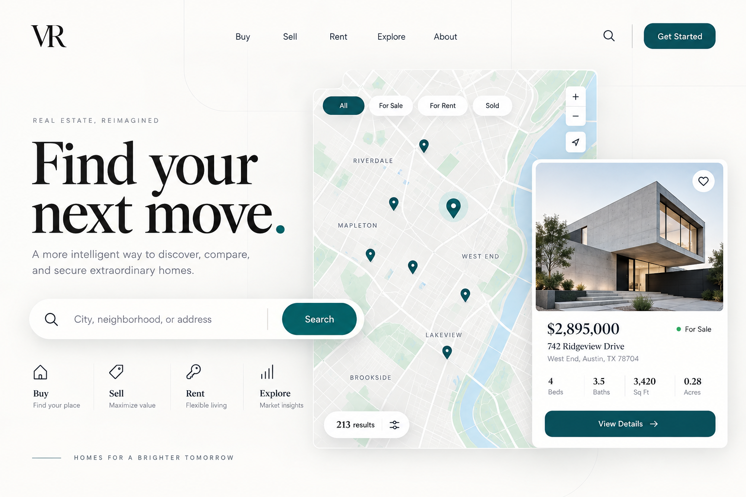 Modern real estate website and property search